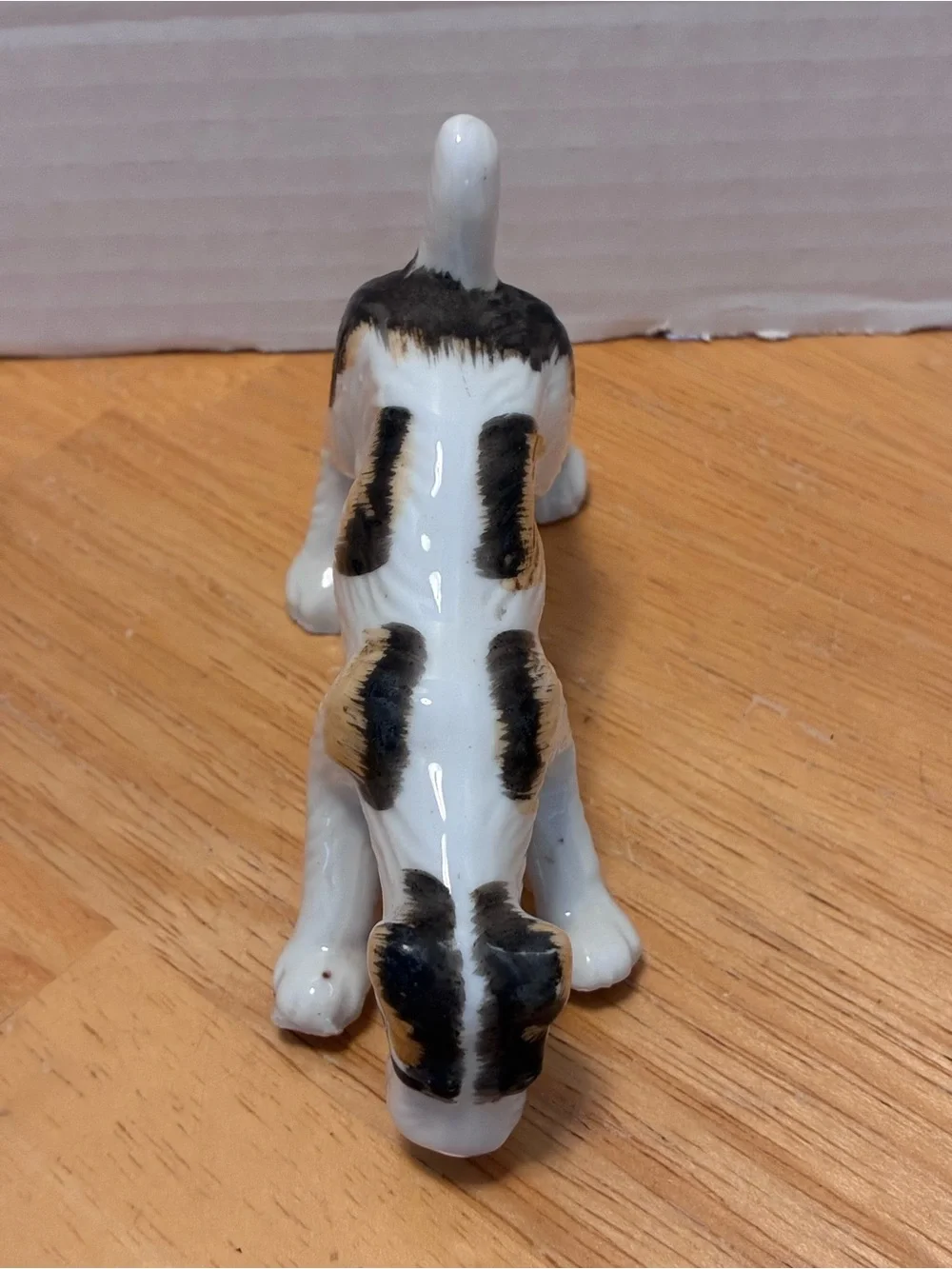 Vintage Fox Terrier Ceramic Figurine - White with Black and Tan Markings - Japan